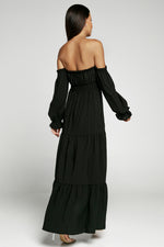 Load image into Gallery viewer, Off-Shoulder Smocked Split Tiered Maxi Dress
