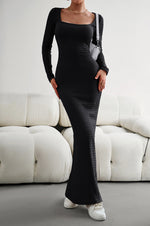 Load image into Gallery viewer, Long Sleeve Square Neck Maxi Bodycon Dress
