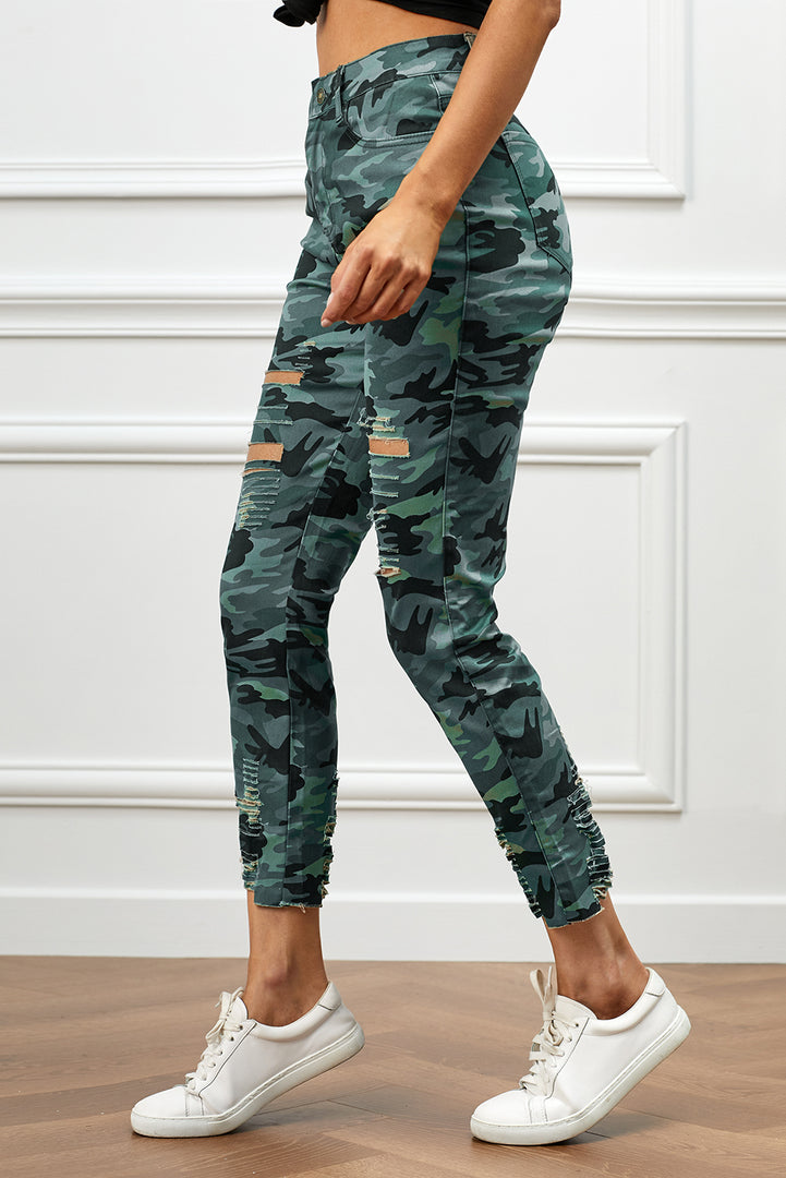 Nika Distressed Camouflage Jeans