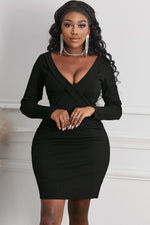 Load image into Gallery viewer, Long Sleeve Plunge Ribbed Bodycon Dress
