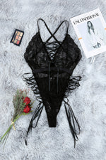 Load image into Gallery viewer, Crisscross Lace-Up Lace Teddy
