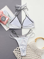 Load image into Gallery viewer, Glam Layered Silver Two-Piece Bikini Set
