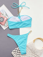 Load image into Gallery viewer, Halter Neck Chain Detail Two-Piece Bikini Set
