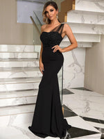 Load image into Gallery viewer, Rhinestone One-Shoulder Formal Dress
