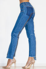 Load image into Gallery viewer, Zip Detail Slit Long Jeans
