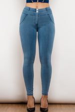 Load image into Gallery viewer, Side Stripe Contrast Buttoned Skinny Jeans
