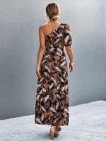 Load image into Gallery viewer, Printed Tie Waist One Shoulder Maxi Dress
