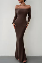 Load image into Gallery viewer, Off-Shoulder Long Sleeve Maxi Dress
