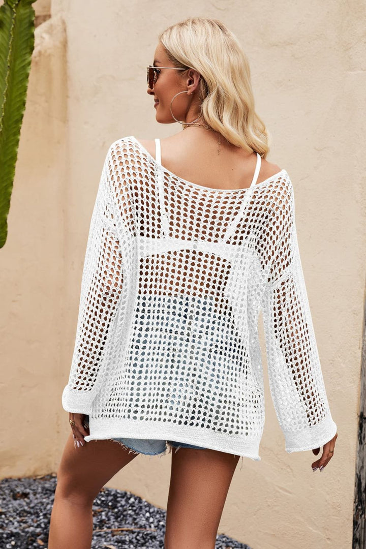 Lux Round Neck Long Sleeve Cover Up