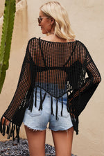 Load image into Gallery viewer, Tassel Hem Lux Long Sleeve Cover Up
