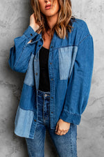 Load image into Gallery viewer, Color Block Snap Denim Jacket
