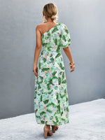 Load image into Gallery viewer, Printed Tie Waist One Shoulder Maxi Dress
