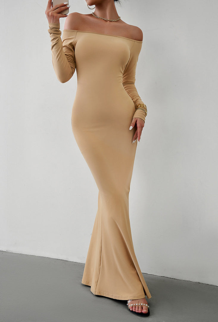 Off-Shoulder Long Sleeve Maxi Dress