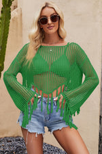 Load image into Gallery viewer, Tassel Hem Lux Long Sleeve Cover Up
