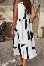 Load image into Gallery viewer, Printed Sleeveless Midi Dress with Pocket
