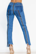 Load image into Gallery viewer, Zip Detail Slit Long Jeans
