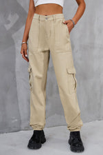 Load image into Gallery viewer, Buttoned High Waist Jeans with Pockets
