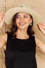 Load image into Gallery viewer, Fame Fight Through It Lace Detail Straw Braided Fashion Sun Hat
